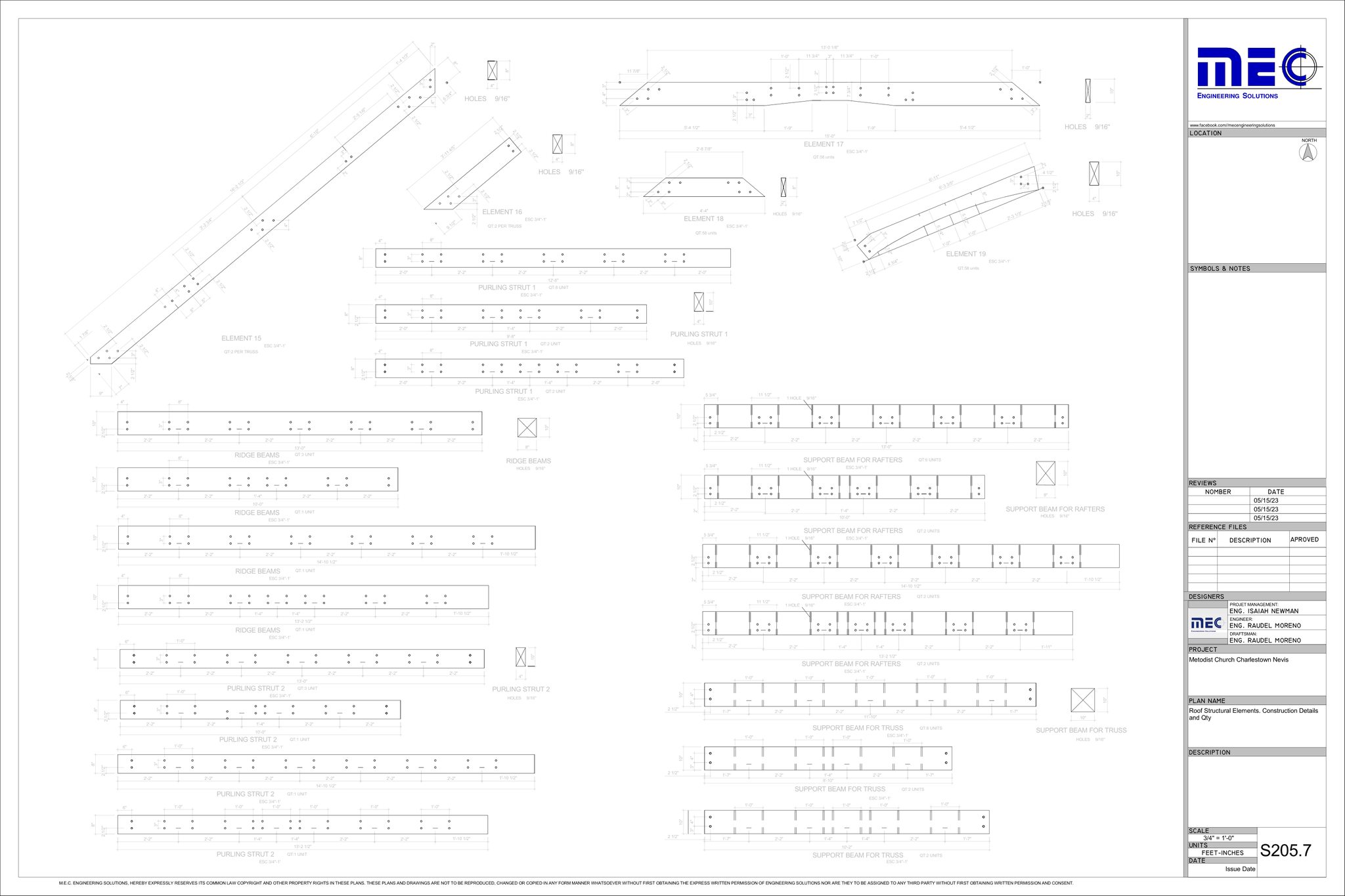 Charlestown Methodist Church Nevis Roof Structure Blueprints - MEC ...