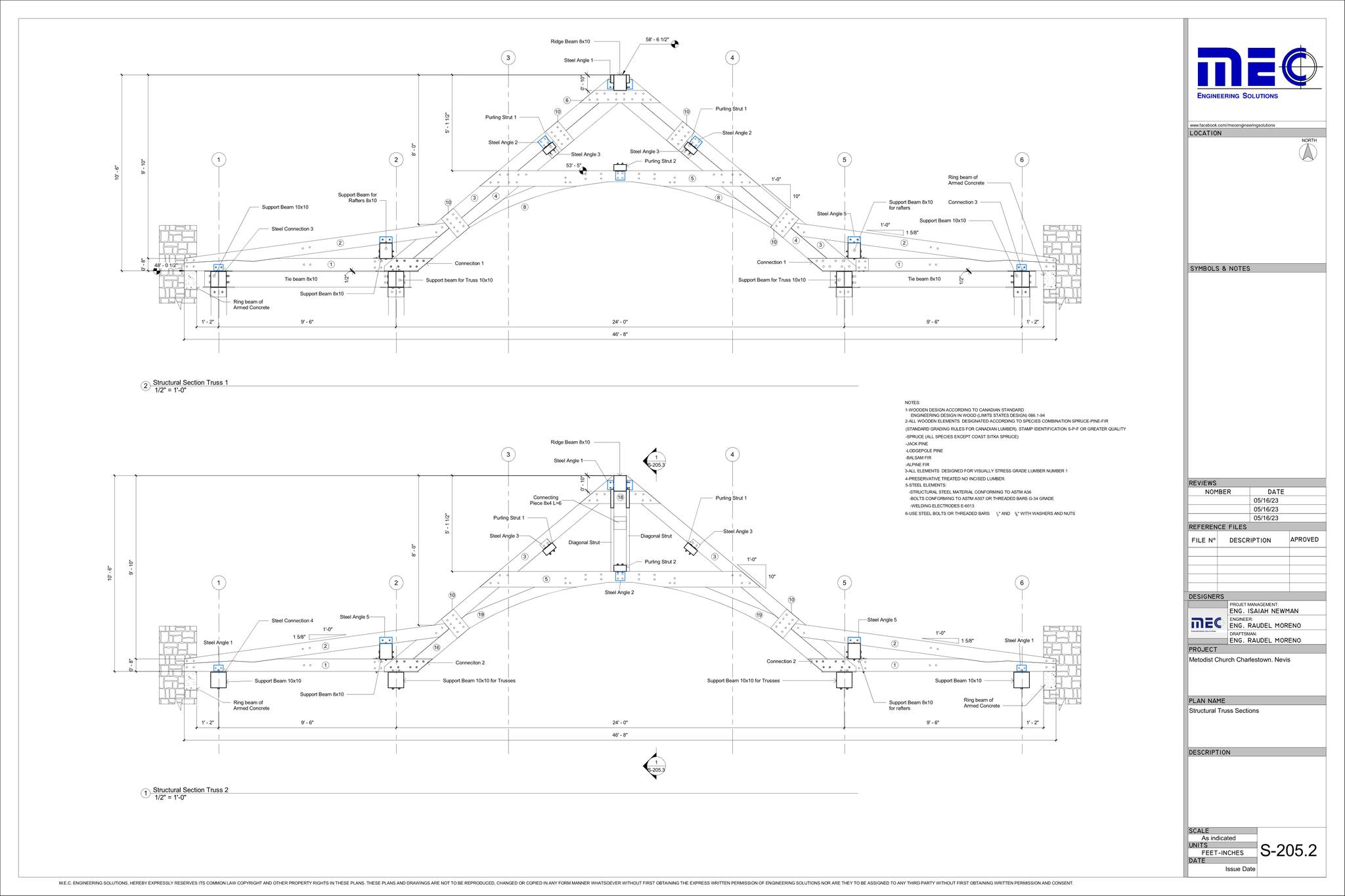 Charlestown Methodist Church Nevis Roof Structure Blueprints - MEC ...