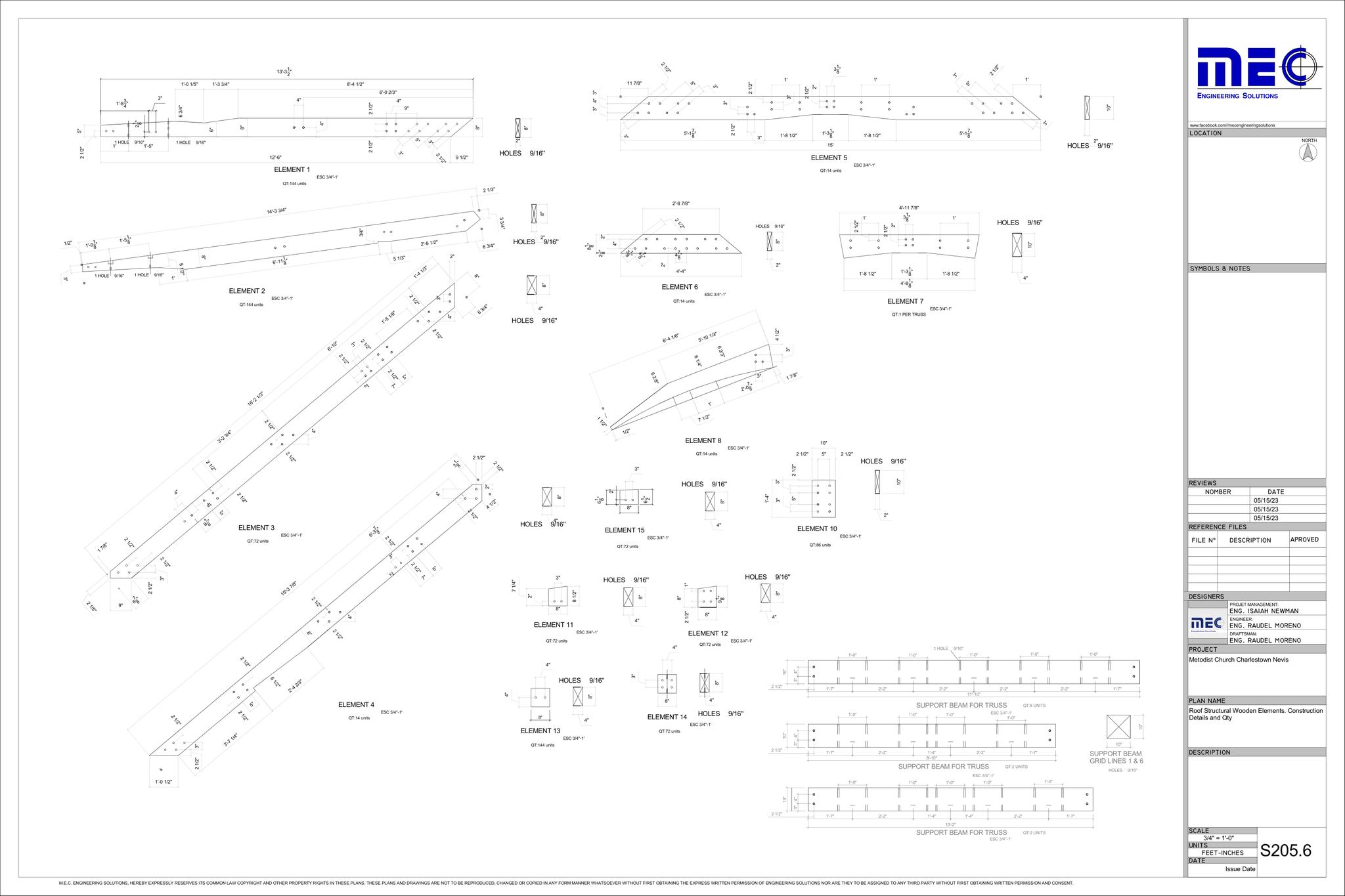 Charlestown Methodist Church Nevis Roof Structure Blueprints - MEC ...